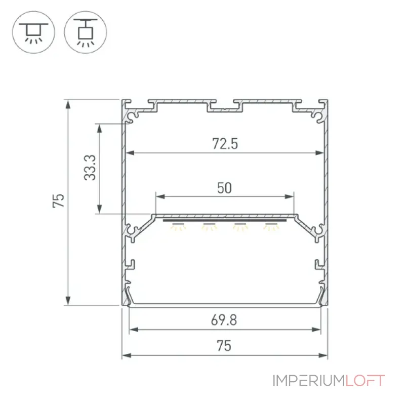 Профиль LINE-M-7575-2000 ANOD Arlight 056347