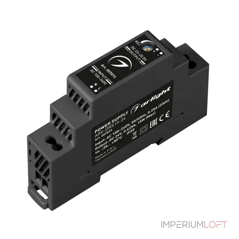 Блок питания ARV-DRS-15-24 (24V 0.63A 15W IP20 DIN-рейка) Arlight 057073 Блок питания ARV-DRS-15-24 (24V 0.63A 15W IP20 DIN-рейка) Arlight 057073