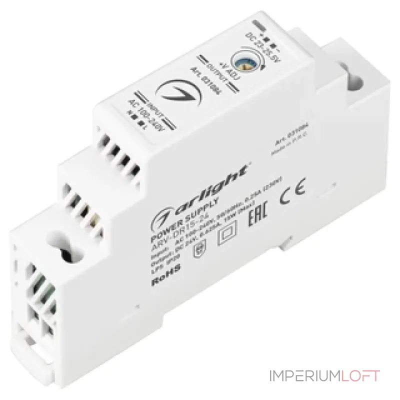 Блок питания ARV-DRS-15-24 (24V 0.63A 15W IP20 DIN-рейка) Arlight 057073 Блок питания ARV-DRS-15-24 (24V 0.63A 15W IP20 DIN-рейка) Arlight 057073