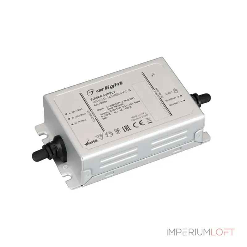Блок питания ARPJ-LG-1431050-PFC-B (100W 95-143V 0.5-1.05A IP67) Arlight 057530 Блок питания ARPJ-LG-1431050-PFC-B (100W 95-143V 0.5-1.05A IP67) Arlight 057530