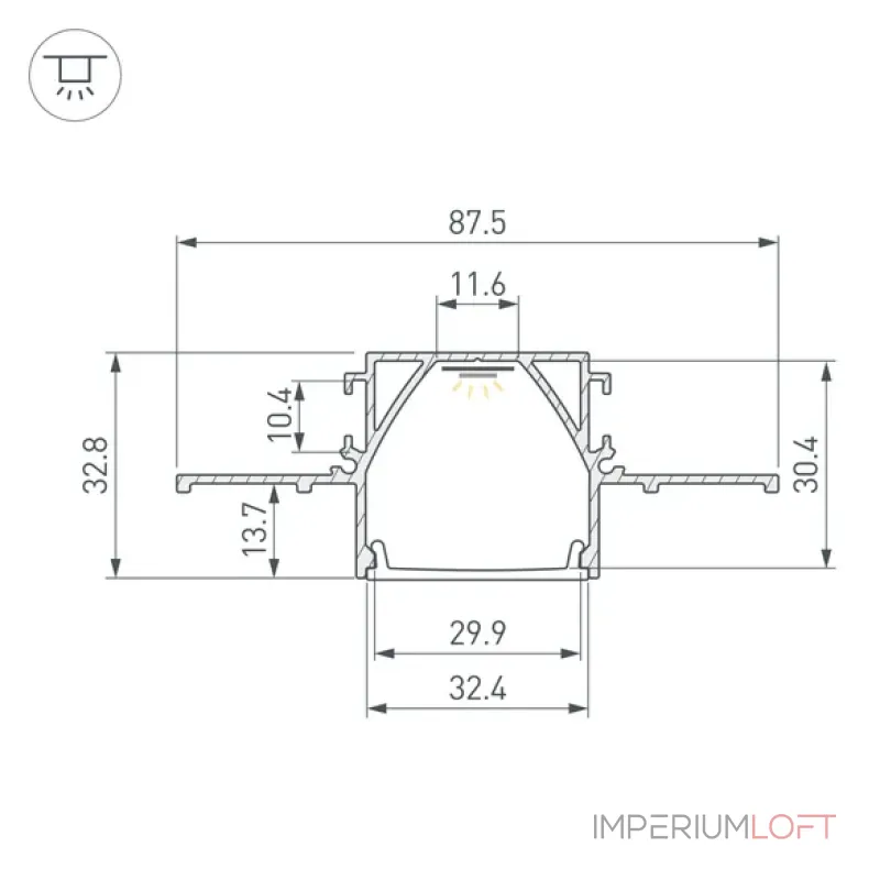 Профиль LINIA32-FANTOM-MID-2000 ANOD Arlight 058472