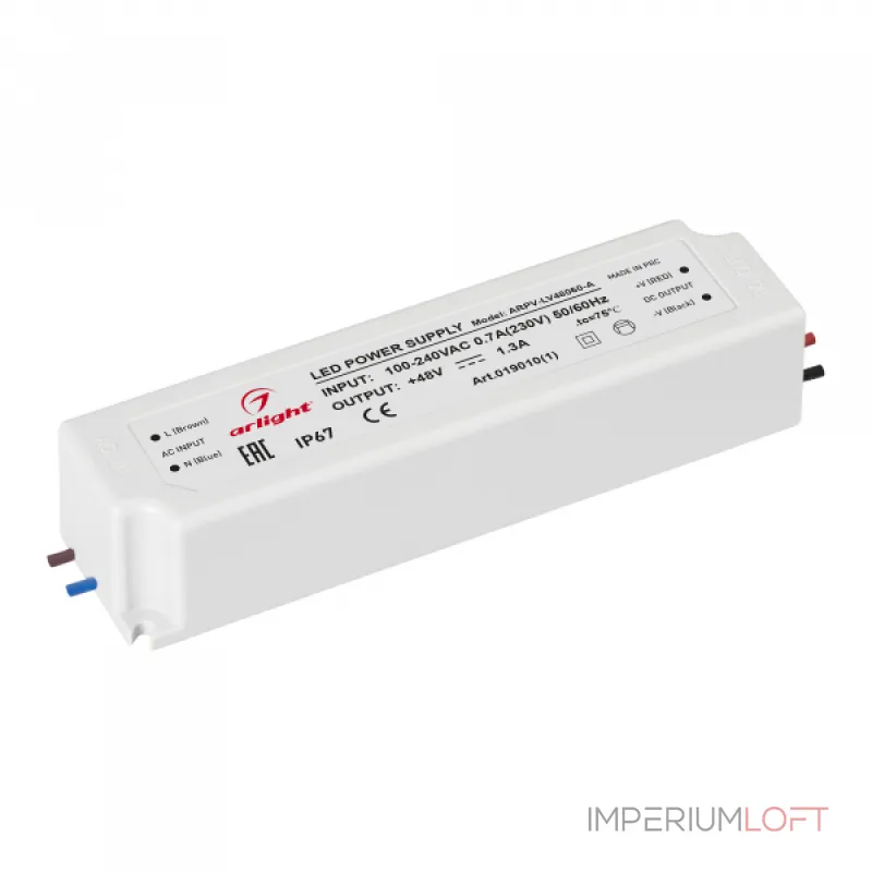 Arlight Блок питания ARPV-LV48060-A 48В 1.3A 60Вт IP67 019010(1) Arlight Блок питания ARPV-LV48060-A 48В 1.3A 60Вт IP67 019010(1)