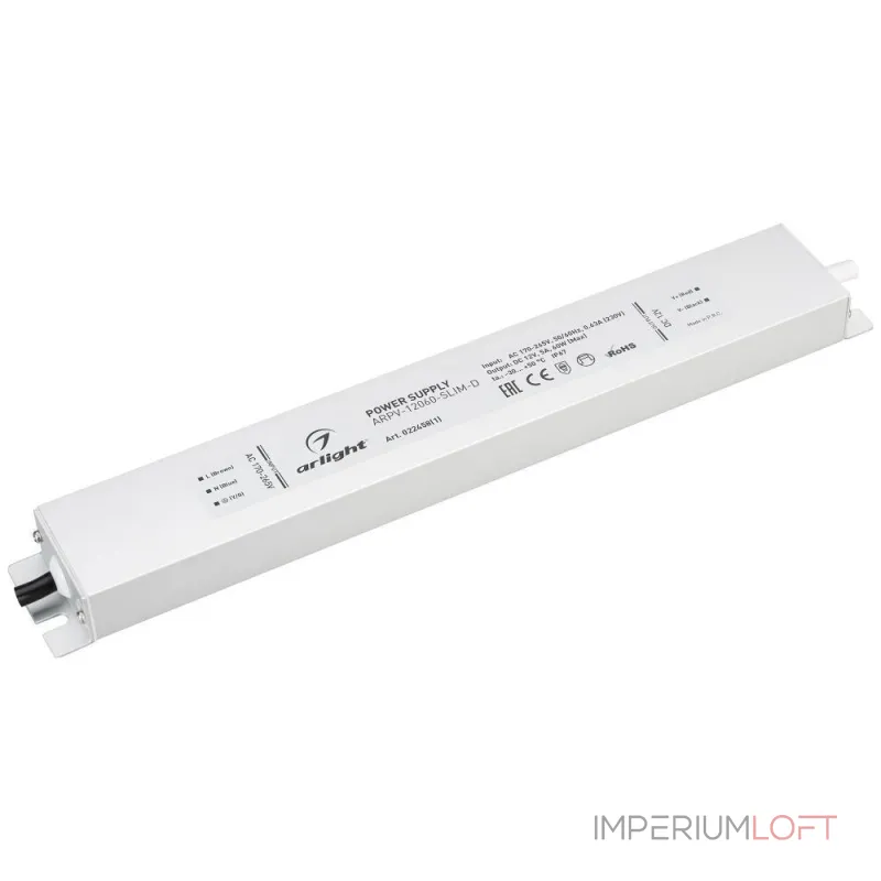 Arlight Блок питания ARPV-12060-SLIM-D 12В 5A 60Вт IP67 022458(1) Arlight Блок питания ARPV-12060-SLIM-D 12В 5A 60Вт IP67 022458(1)