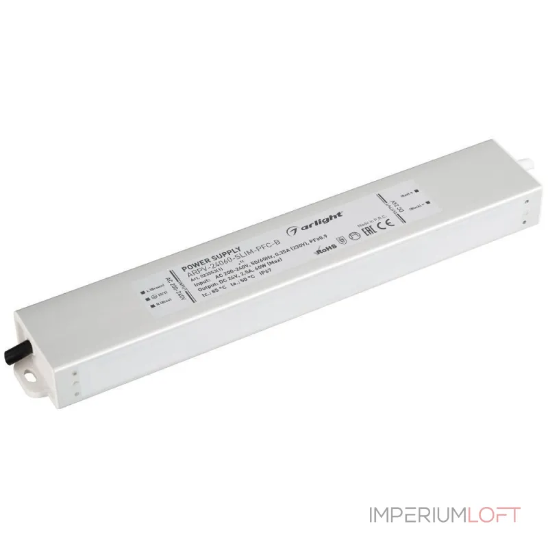 Arlight Блок питания ARPV-24060-SLIM-PFC-B 24В 2.5A 60Вт IP67 023553(1) Arlight Блок питания ARPV-24060-SLIM-PFC-B 24В 2.5A 60Вт IP67 023553(1)