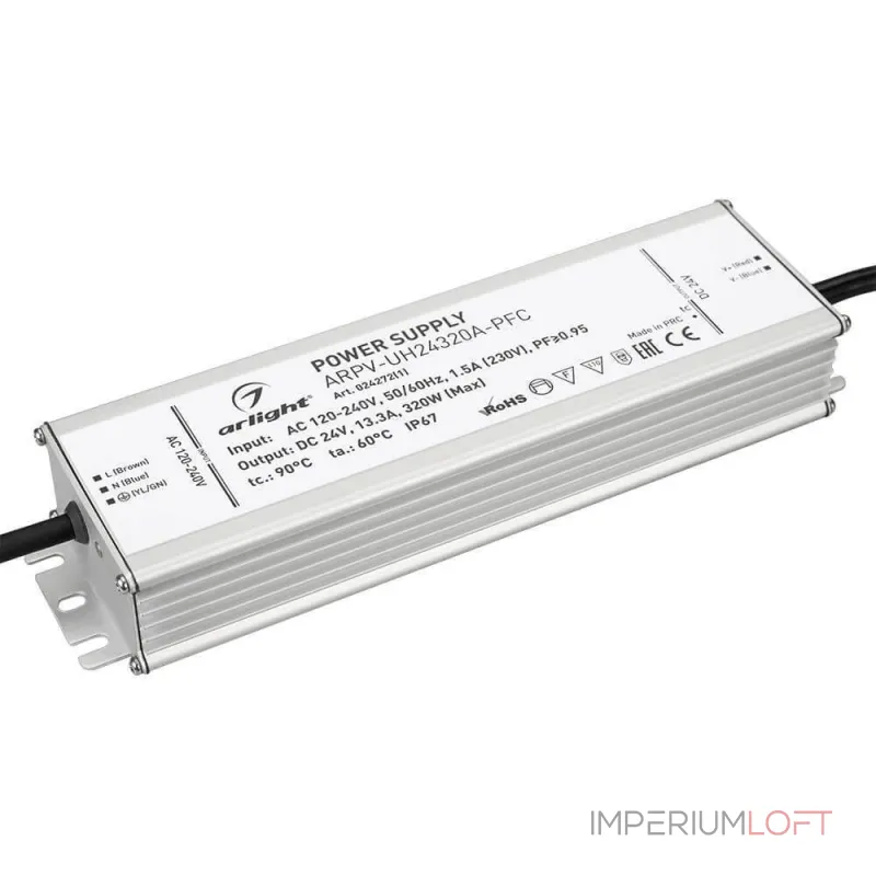 Arlight Блок питания ARPV-UH24320A-PFC 24В 13.3A 320Вт IP67 024272(1) Arlight Блок питания ARPV-UH24320A-PFC 24В 13.3A 320Вт IP67 024272(1)