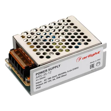 Arlight Блок питания ARS-35-12 12В 3A 35Вт IP20 Сетка 24 025332 Arlight Блок питания ARS-35-12 12В 3A 35Вт IP20 Сетка 24 025332