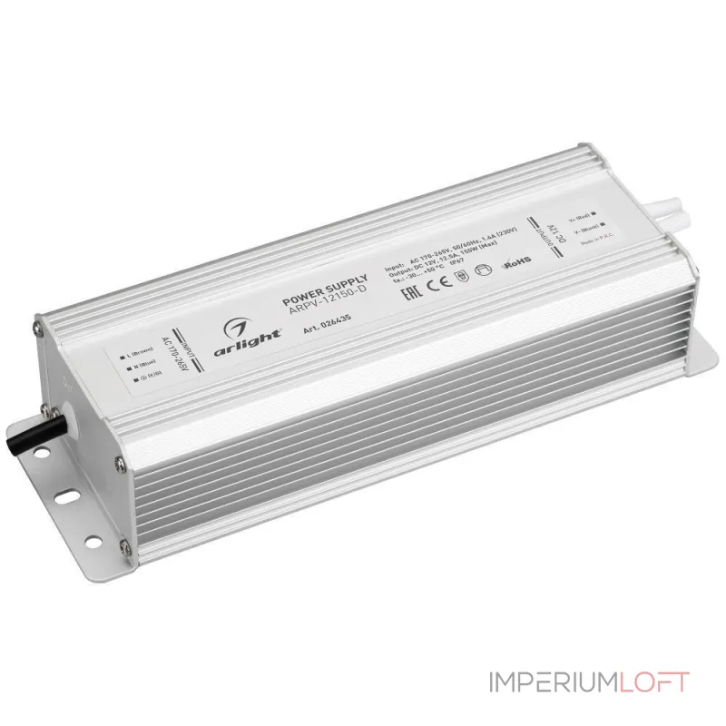 Arlight Блок питания ARPV-12150-D 12В 12.5A 150Вт IP67 026435 Arlight Блок питания ARPV-12150-D 12В 12.5A 150Вт IP67 026435