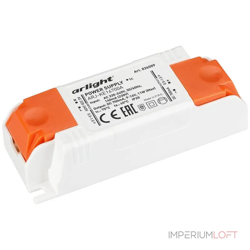 Arlight Блок питания ARJ-KE16700A 11Вт 700mA IP20 026509 Arlight Блок питания ARJ-KE16700A 11Вт 700mA IP20 026509