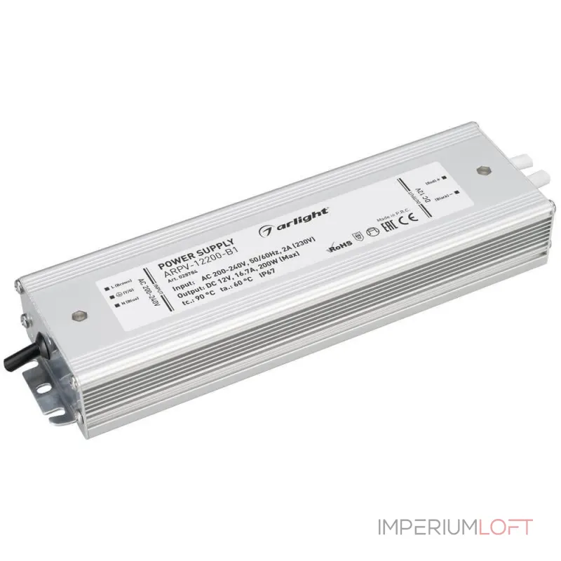 Arlight Блок питания ARPV-12200-B1 12В 16 7A 200Вт IP67 028784 Arlight Блок питания ARPV-12200-B1 12В 16 7A 200Вт IP67 028784