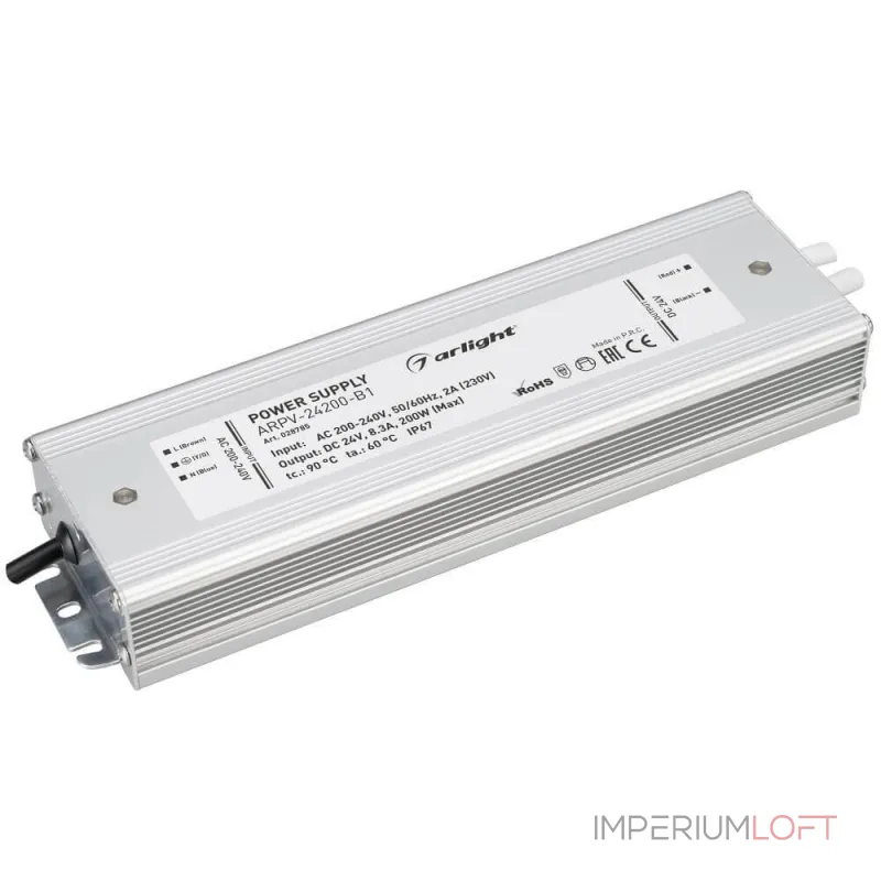 Arlight Блок питания ARPV-24200-B1 24В 8 3A 200Вт IP67 028785 Arlight Блок питания ARPV-24200-B1 24В 8 3A 200Вт IP67 028785