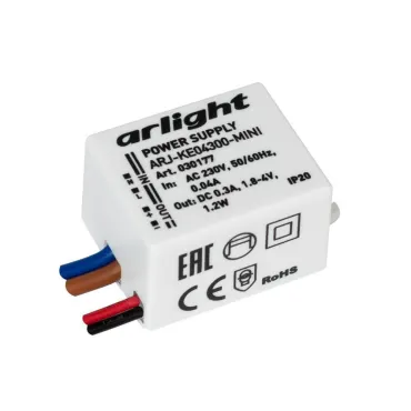 Arlight Блок питания ARJ-KE04300-MINI 1.2Вт 300mA IP20 030177 Arlight Блок питания ARJ-KE04300-MINI 1.2Вт 300mA IP20 030177