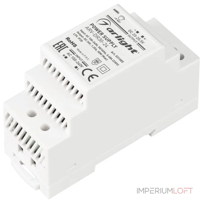 Arlight Блок питания ARV-DR30-24 24В 1.25A 30Вт IP20 DIN-рейка 031085 Arlight Блок питания ARV-DR30-24 24В 1.25A 30Вт IP20 DIN-рейка 031085