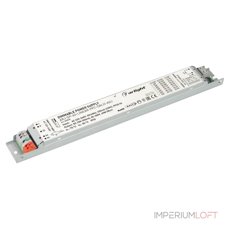 Arlight Блок питания ARJ-SP-60-LINEAR-PFC-DALI2-ADJ 60Вт 80-300В 0.2-0.5A IP20 035535