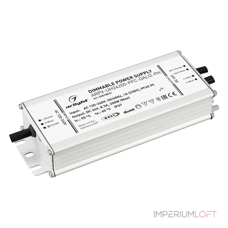 Arlight Блок питания ARPV-UH24200-PFC-DALI2-PH 24В 8.3A 200Вт IP67 028108(2) Arlight Блок питания ARPV-UH24200-PFC-DALI2-PH 24В 8.3A 200Вт IP67 028108(2)