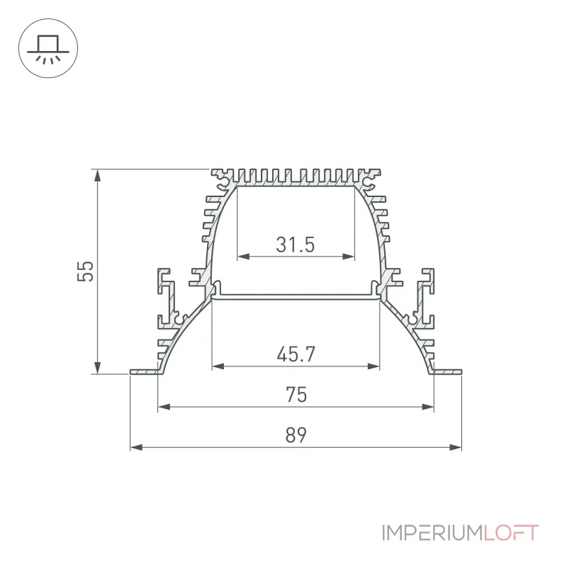 Arlight Профиль ARH-POWER-W90-F-COMFORT-2000 ANOD Алюминий 036357 Arlight Профиль ARH-POWER-W90-F-COMFORT-2000 ANOD Алюминий 036357