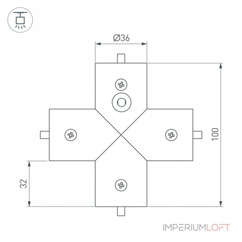 Соединитель профиля ROUND-D36-360-X90 Arlight Алюминий 050544 Соединитель профиля ROUND-D36-360-X90 Arlight Алюминий 050544