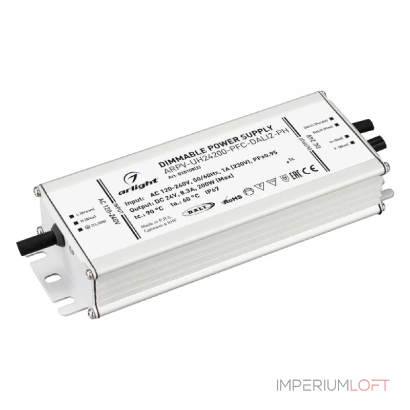 Arlight Блок питания ARPV-UH24200-PFC-DALI2-PH 24В 8.3A 200Вт IP67 028108(2) Arlight Блок питания ARPV-UH24200-PFC-DALI2-PH 24В 8.3A 200Вт IP67 028108(2)
