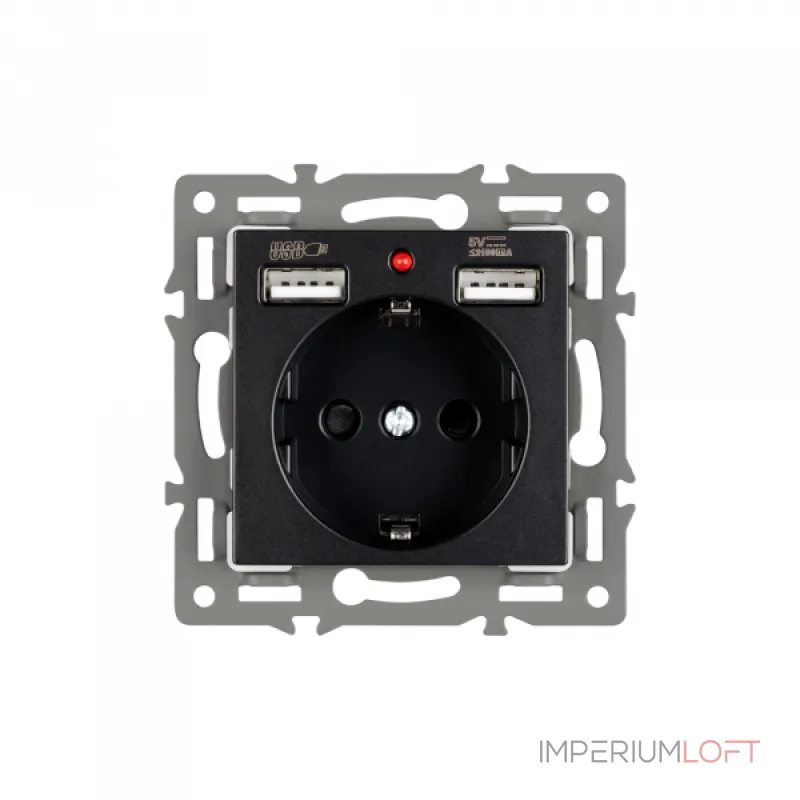 Arlight Механизм розетки с USB зарядкой SCT-MUAA-PL-BK 250В 16A 043734