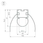 Arlight Профиль ARH-POWER-W154-COMFORT-2000 ANOD Алюминий 036343