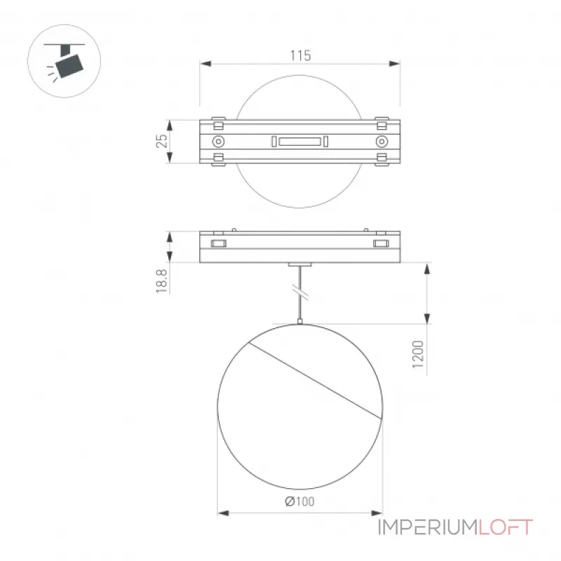 Светильник MAG-VIBE-EMISFERO-HANG-R100-6Вт Day4000 BK 130 deg 48В Arlight IP20 044165