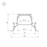 Arlight Профиль ARH-POWER-W90-F-COMFORT-2000 ANOD Алюминий 036357