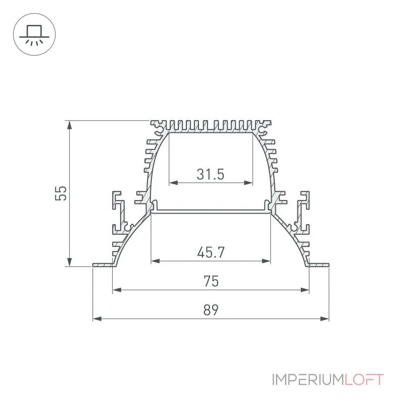 Arlight Профиль ARH-POWER-W90-F-COMFORT-2000 ANOD Алюминий 036357 Arlight Профиль ARH-POWER-W90-F-COMFORT-2000 ANOD Алюминий 036357