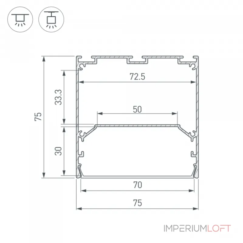 Профиль LINE-S-7575-2000 WHITE Arlight Алюминий 041858