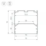 Arlight Профиль LINE-S-7575-2500 BLACK Алюминий 041856