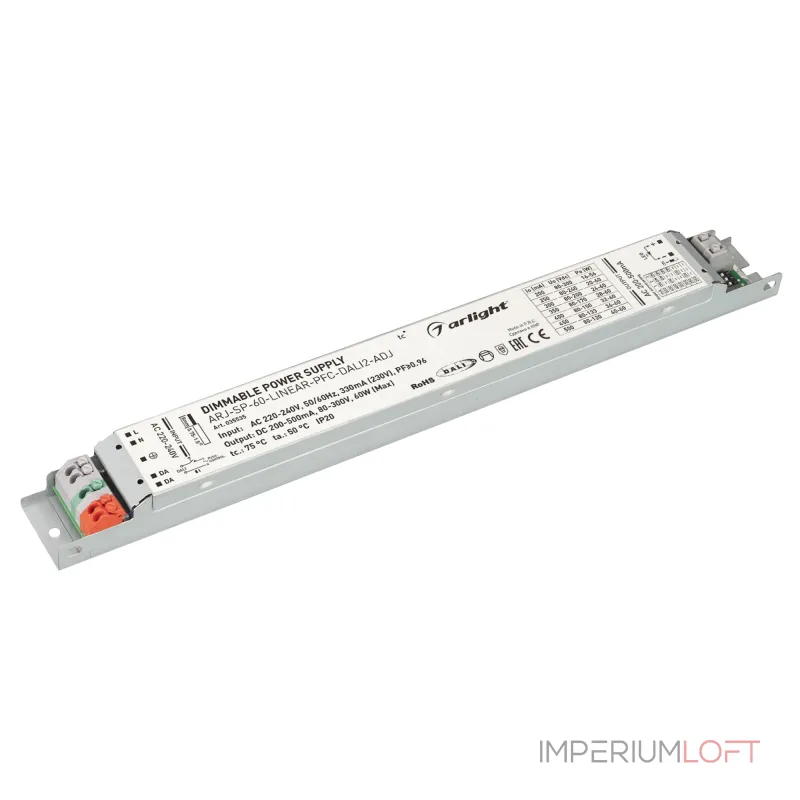 Arlight Блок питания ARJ-SP-60-LINEAR-PFC-DALI2-ADJ 60Вт 80-300В 0.2-0.5A IP20 035535