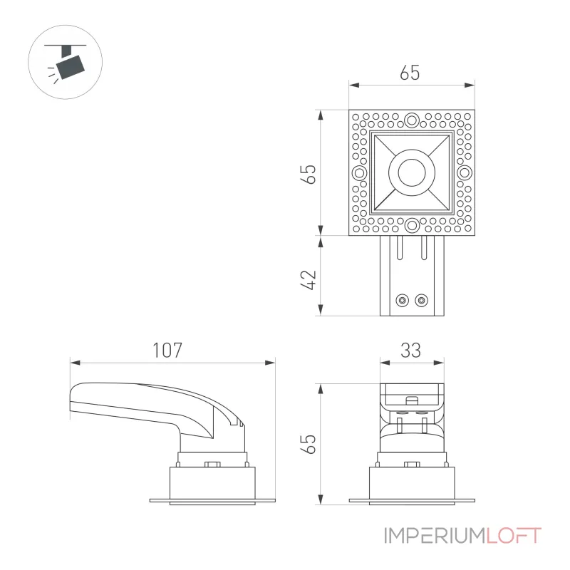 Arlight Светильник MS-RIALTO-TRIMLESS-S40x40-9Вт Warm3000 WH 36deg 230В IP20 048325