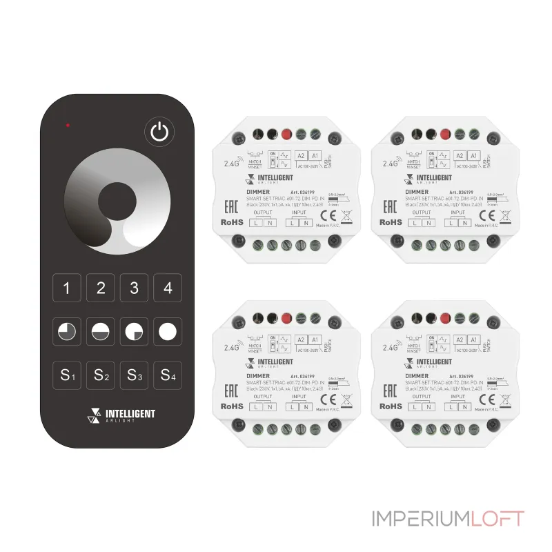 Arlight INTELLIGENT ARLIGHT Диммер SMART-SET-TRIAC-601-72-DIM-PD-IN Black 230В 1x1.5A x4 ПДУ 10кн 2.4G IARL IP20 036199 Arlight INTELLIGENT ARLIGHT Диммер SMART-SET-TRIAC-601-72-DIM-PD-IN Black 230В 1x1.5A x4 ПДУ 10кн 2.4G IARL IP20 036199