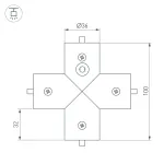 Соединитель профиля ROUND-D36-360-X90 Arlight Алюминий 050544