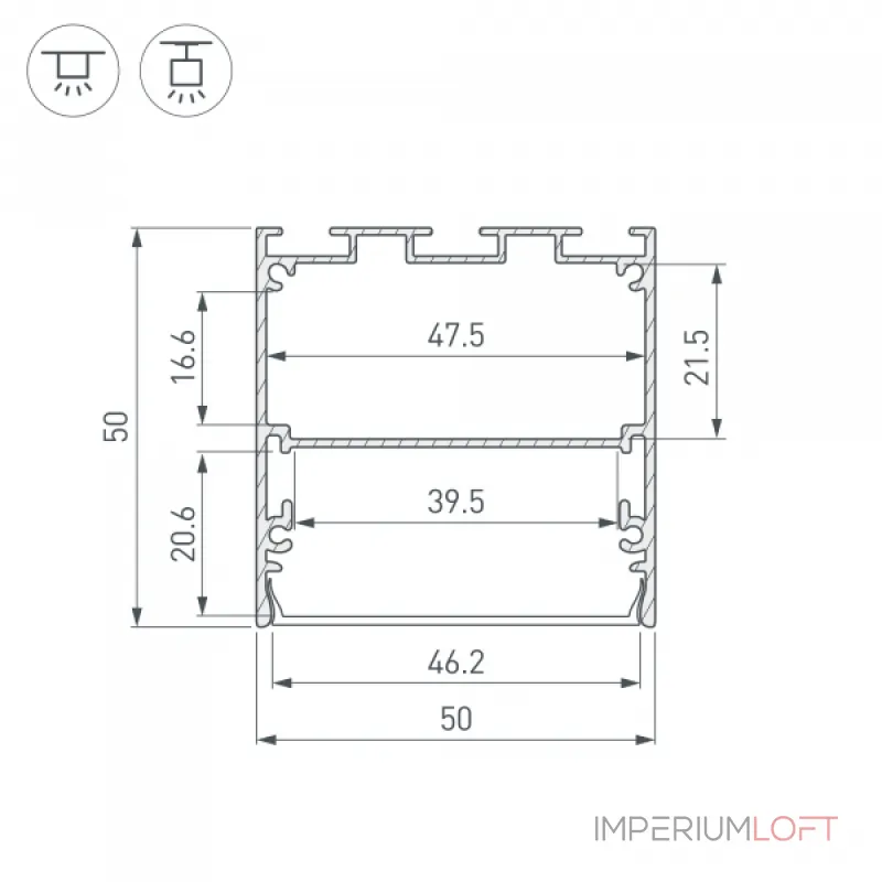 Профиль LINE-S-5050-2000 ANOD Arlight Алюминий 041644