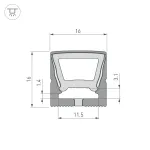 Силиконовый профиль WPH-FLEX-1616-TOP-S11-5м FULL BLACK Arlight Силикон 045774