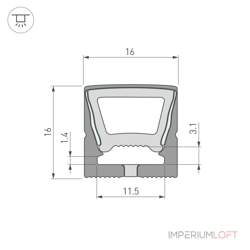 Силиконовый профиль WPH-FLEX-1616-TOP-S11-5м FULL BLACK Arlight Силикон 045774