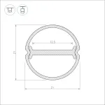 Arlight Профиль ARH-ROUND-D20-DUAL-2000 ANOD Алюминий 039218