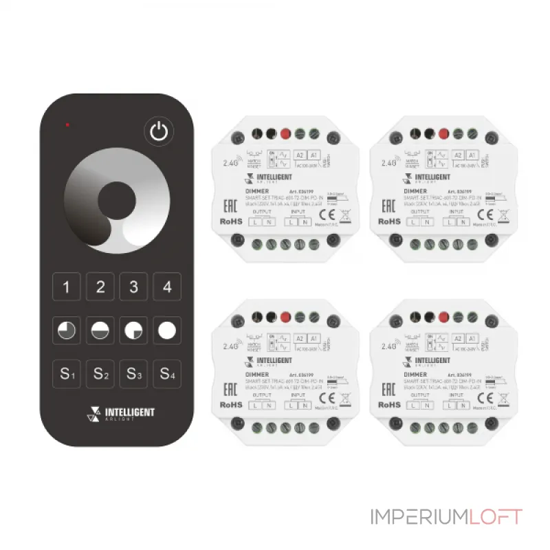 Arlight INTELLIGENT ARLIGHT Диммер SMART-SET-TRIAC-601-72-DIM-PD-IN Black 230В 1x1.5A x4 ПДУ 10кн 2.4G IARL IP20 036199 Arlight INTELLIGENT ARLIGHT Диммер SMART-SET-TRIAC-601-72-DIM-PD-IN Black 230В 1x1.5A x4 ПДУ 10кн 2.4G IARL IP20 036199