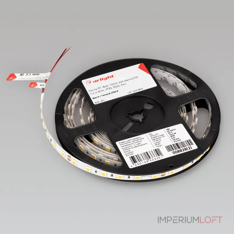 Лента RT-B60-10mm 24В Warm2700 14.4 В/м IP20 5м Arlight 14.4 Вт/м IP20 008828(3)