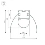 Arlight Профиль ARH-POWER-W154-COMFORT-2000 ANOD Алюминий 036343