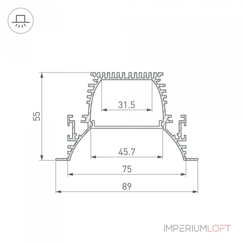 Arlight Профиль ARH-POWER-W90-F-COMFORT-2000 ANOD Алюминий 036357 Arlight Профиль ARH-POWER-W90-F-COMFORT-2000 ANOD Алюминий 036357