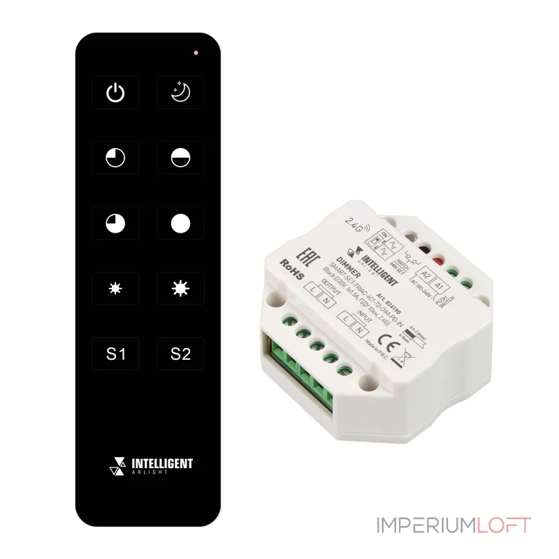 Arlight INTELLIGENT ARLIGHT Диммер SMART-SET-TRIAC-601-72-DIM-PD-IN Black 230В 1x1.5A ПДУ 10кн 2.4G IARL IP20 036190