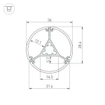 Профиль ROUND-D36-360-2500 ANOD BLACK Arlight Алюминий 050250