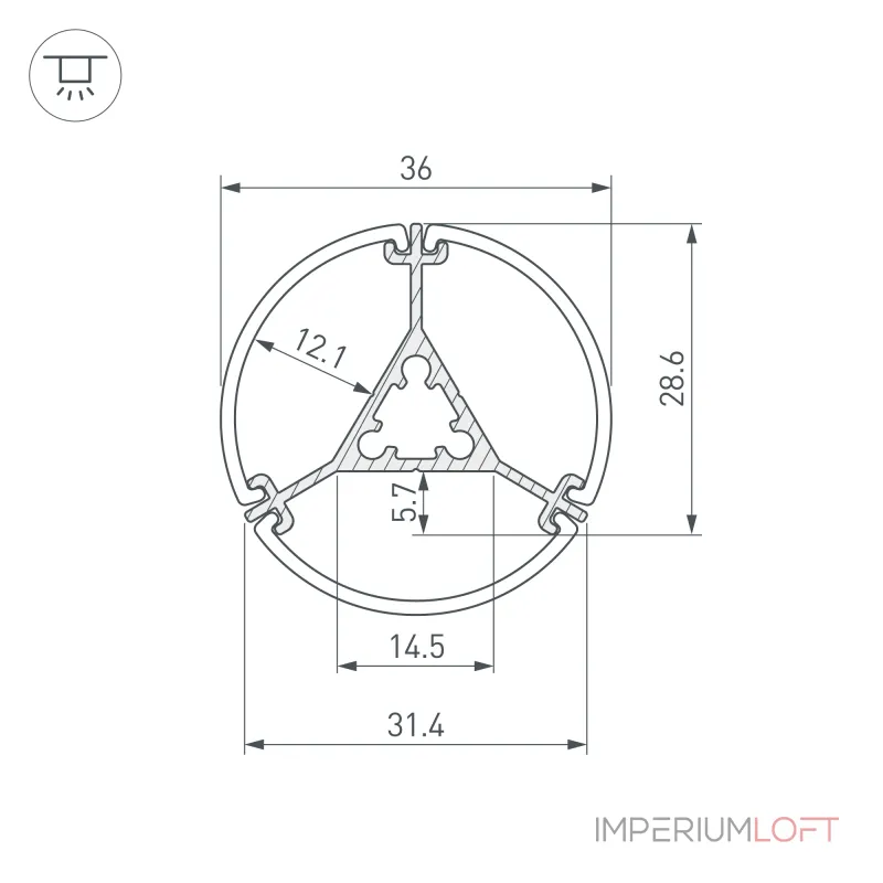 Профиль ROUND-D36-360-2500 ANOD BLACK Arlight Алюминий 050250