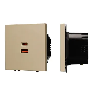 Механизм розетки с быстрой USB зарядкой SCT-NOBE-MUAC-SFPL-FC-GD (65W QC3) Arlight 054318 Механизм розетки с быстрой USB зарядкой SCT-NOBE-MUAC-SFPL-FC-GD (65W QC3) Arlight 054318