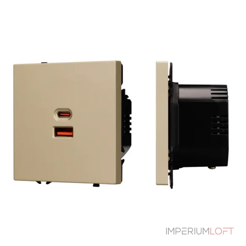 Механизм розетки с быстрой USB зарядкой SCT-NOBE-MUAC-SFPL-FC-GD (65W QC3) Arlight 054318 Механизм розетки с быстрой USB зарядкой SCT-NOBE-MUAC-SFPL-FC-GD (65W QC3) Arlight 054318