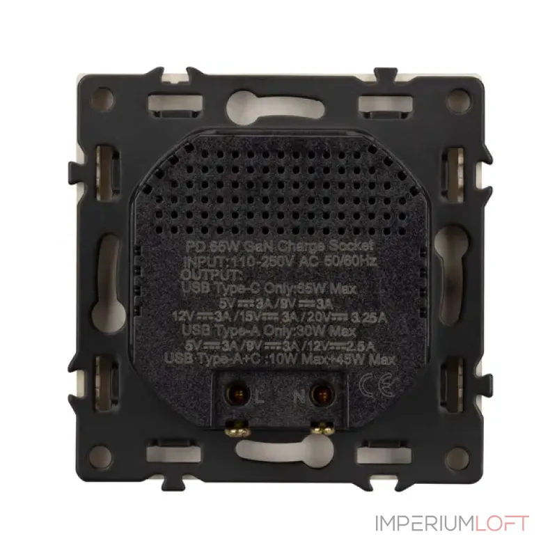 Механизм розетки с быстрой USB зарядкой SCT-NOBE-MUAC-SFPL-FC-GD (65W QC3) Arlight 054318 Механизм розетки с быстрой USB зарядкой SCT-NOBE-MUAC-SFPL-FC-GD (65W QC3) Arlight 054318