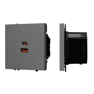 Механизм розетки с быстрой USB зарядкой SCT-NOBE-MUAC-SFPL-FC-GR (65W QC3) Arlight 054319 Механизм розетки с быстрой USB зарядкой SCT-NOBE-MUAC-SFPL-FC-GR (65W QC3) Arlight 054319