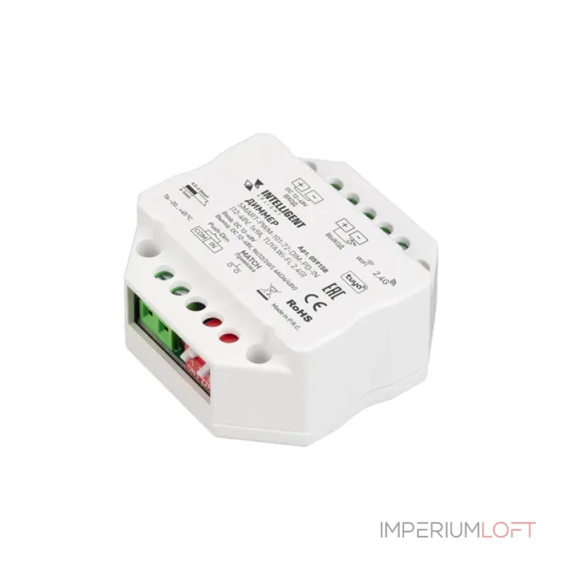 Диммер SMART-PWM-101-72-DIM-PD-IN (12-48V 1x9A TUYA Wi-Fi 2.4G IARL IP20) Arlight 059158 Диммер SMART-PWM-101-72-DIM-PD-IN (12-48V 1x9A TUYA Wi-Fi 2.4G IARL IP20) Arlight 059158