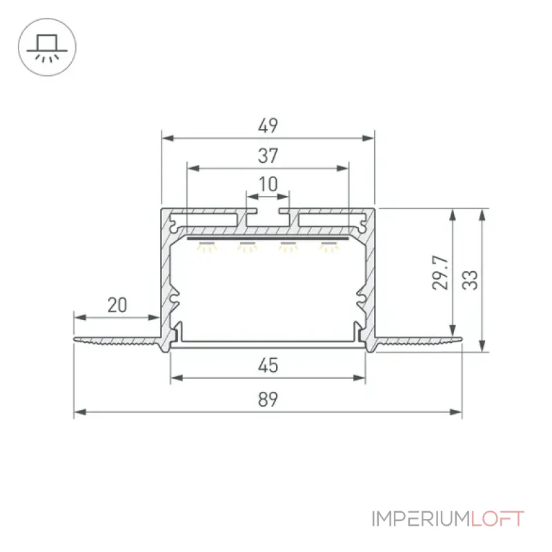Профиль LINIA45-FANTOM-2000 ANOD Arlight 059412