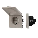 Розетка с заземлением со шторками и крышкой софт-тач SCT-MCP-SFPL-CA (250V 16A) Arlight 059440(1)